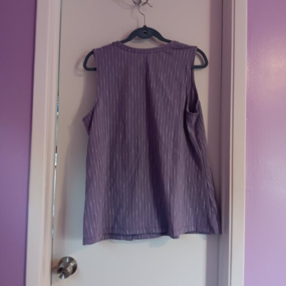 H by Halston Stripped Sleeveless tank with flounce drape large lavender - Picture 3 of 3